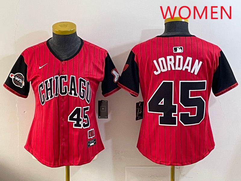 Women 2025 Chicago White Sox #45 Jordan Red Joint Name Nike MLB Jersey style 9